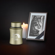 Custom Small Pet Urn for Small Cats - Laser Engraved - Fit up to 10lbs - Powder Coated Stainless Steel Urn