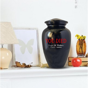 Personalized Adult Human Cremation Urn with Custom Name Date on Metal Vessel for Ashes and Cremains | You Died Funny Gamer Gaming Enthusiast | Black | 200 Lbs