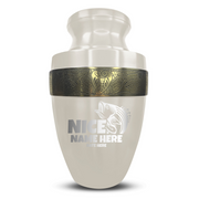 Custom Aluminum Human Urn - Funny Fishing Design - Elite Collection with Gold Inlay - 200 Cubic Inch
