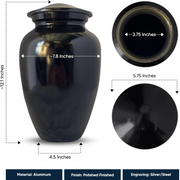 Personalized Adult Human Cremation Urn with Custom Name Date on Metal Vessel for Ashes and Cremains | You Died Funny Gamer Gaming Enthusiast | Black | 200 Lbs