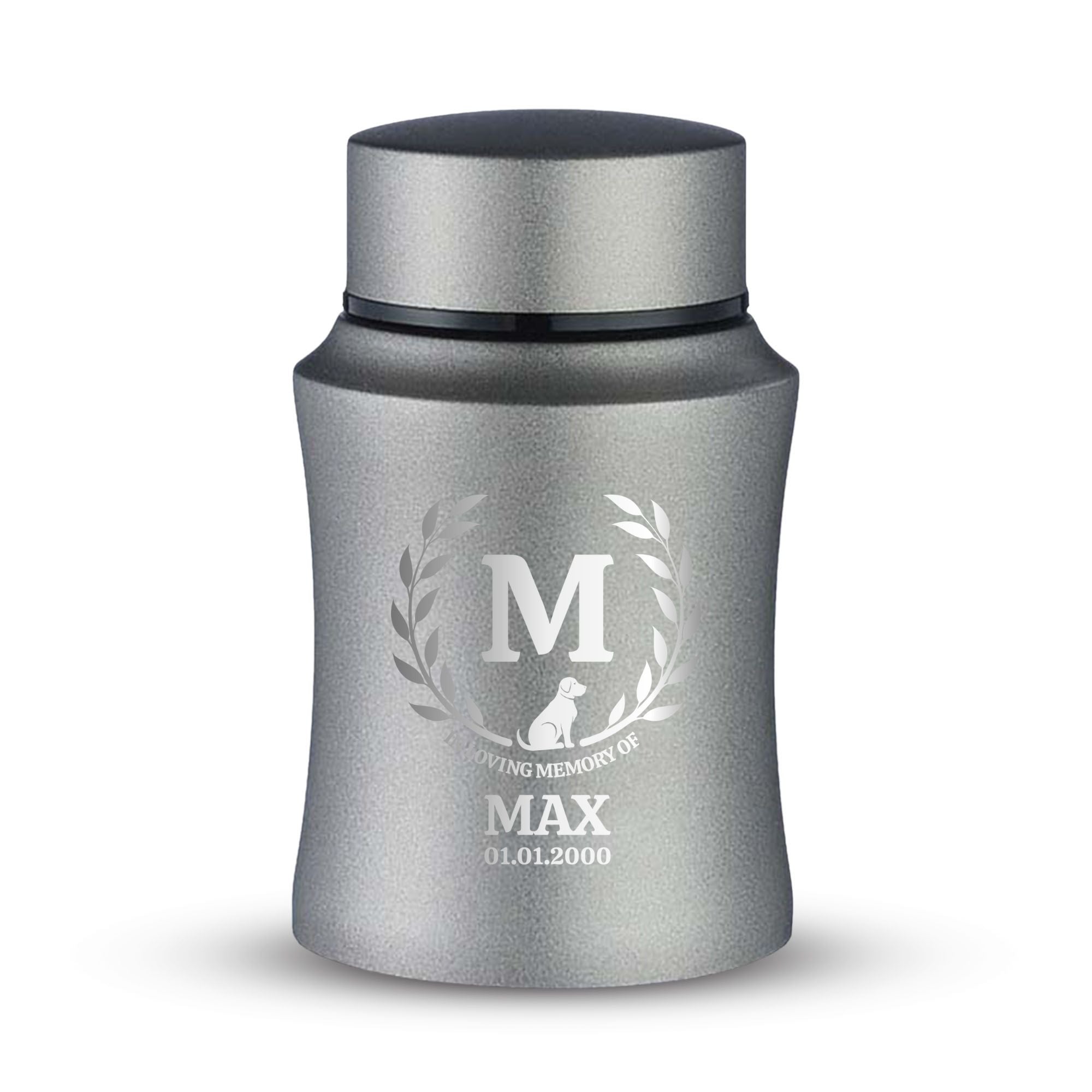Custom Small Keepsake Cremation Urn for Small Dogs - Laser Engraved - Fit up to 10lbs - Powder Coated Stainless Steel Urn