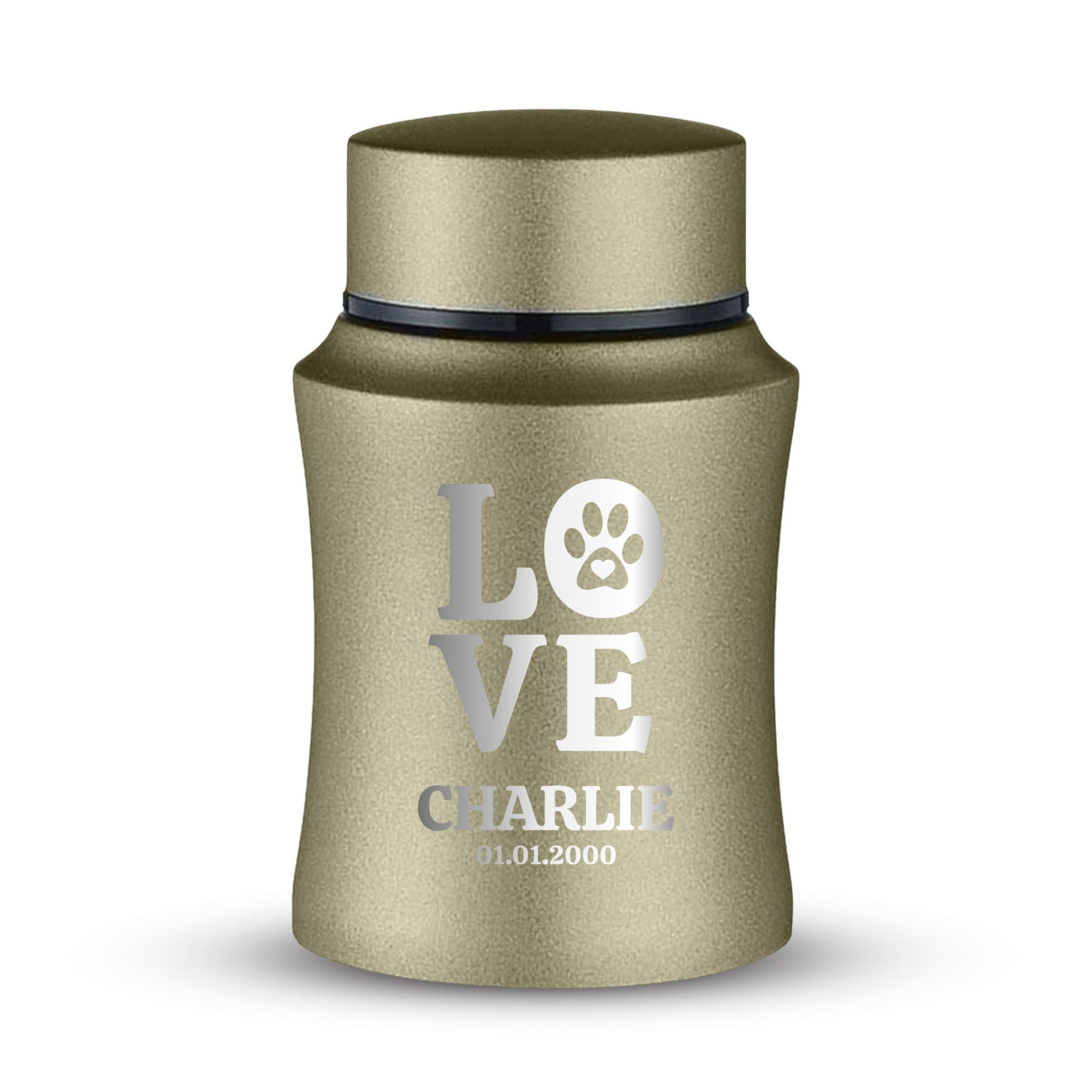 Custom Small Keepsake Cremation Urn for Small Dogs - Laser Engraved - Fit up to 10lbs - Powder Coated Stainless Steel Urn
