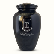 Extra Large Human Cremation Urn For Adult Ashes Men & Woman Up to 350 Lbs - Engraved Aluminum Urn with Name & Headstone Shape 1 Design - Polished Finish urn for Human Remains | Black