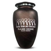 Custom Human Urns - Soft Whisper Collection - Funny Bowling Design - Distressed Finish - 200 Cubic Inch