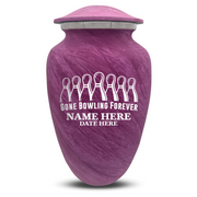 Custom Human Urns - Soft Whisper Collection - Funny Bowling Design - Distressed Finish - 200 Cubic Inch