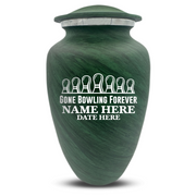 Custom Human Urns - Soft Whisper Collection - Funny Bowling Design - Distressed Finish - 200 Cubic Inch