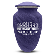 Custom Human Urns - Soft Whisper Collection - Funny Bowling Design - Distressed Finish - 200 Cubic Inch