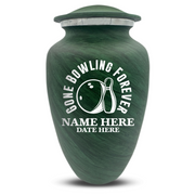 Custom Human Urns - Soft Whisper Collection - Funny Bowling Design - Distressed Finish - 200 Cubic Inch