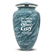 Custom Human Urns - Soft Whisper Collection - Dark Humor Design - Distressed Finish - 200 Cubic Inch
