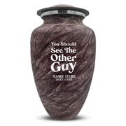Custom Human Urns - Soft Whisper Collection - Dark Humor Design - Distressed Finish - 200 Cubic Inch