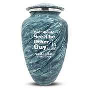 Custom Human Urns - Soft Whisper Collection - Dark Humor Design - Distressed Finish - 200 Cubic Inch