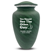 Custom Human Urns - Soft Whisper Collection - Dark Humor Design - Distressed Finish - 200 Cubic Inch