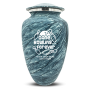 Custom Human Urns - Soft Whisper Collection - Funny Bowling Design - Distressed Finish - 200 Cubic Inch