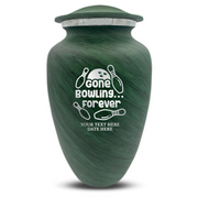 Custom Human Urns - Soft Whisper Collection - Funny Bowling Design - Distressed Finish - 200 Cubic Inch