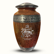Custom Aluminum Human Urn - Elevate Collection - Dark Humor Design - Distressed Finish - 200 Cubic Inch