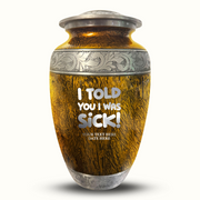 Custom Aluminum Human Urn - Elevate Collection - Dark Humor Design - Distressed Finish - 200 Cubic Inch