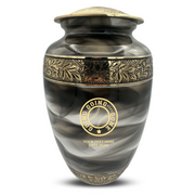 Custom Aluminum Human Urns - Suzesta Pearl White Memorial Urn - Funny Baseball Design - 200 Cubic Inch