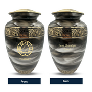 Custom Aluminum Human Urns - Suzesta Pearl White Memorial Urn - Funny Baseball Design - 200 Cubic Inch