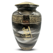Custom Aluminum Human Urns - Suzesta Pearl White Memorial Urn - Funny Baseball Design - 200 Cubic Inch