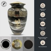 Custom Aluminum Human Urns - Suzesta Pearl White Memorial Urn - Funny Baseball Design - 200 Cubic Inch