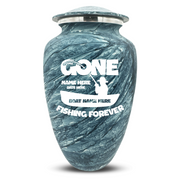 Custom Human Urns - Soft Whisper Collection - Funny Fishing Design - Distressed Finish - 200 Cubic Inch