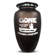 Custom Human Urns - Soft Whisper Collection - Funny Fishing Design - Distressed Finish - 200 Cubic Inch