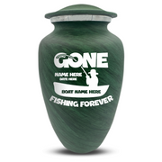 Custom Human Urns - Soft Whisper Collection - Funny Fishing Design - Distressed Finish - 200 Cubic Inch