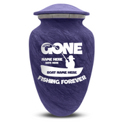 Custom Human Urns - Soft Whisper Collection - Funny Fishing Design - Distressed Finish - 200 Cubic Inch
