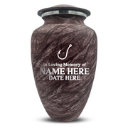 Custom Human Urns - Soft Whisper Collection - Funny Fishing Design - Distressed Finish - 200 Cubic Inch