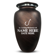 Custom Human Urns - Soft Whisper Collection - Funny Fishing Design - Distressed Finish - 200 Cubic Inch