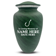 Custom Human Urns - Soft Whisper Collection - Funny Fishing Design - Distressed Finish - 200 Cubic Inch