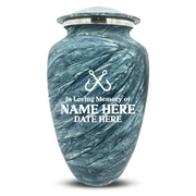 Custom Human Urns - Soft Whisper Collection - Funny Fishing Design - Distressed Finish - 200 Cubic Inch