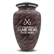 Custom Human Urns - Soft Whisper Collection - Funny Fishing Design - Distressed Finish - 200 Cubic Inch