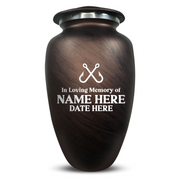 Custom Human Urns - Soft Whisper Collection - Funny Fishing Design - Distressed Finish - 200 Cubic Inch