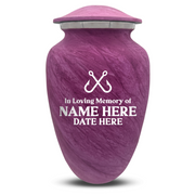 Custom Human Urns - Soft Whisper Collection - Funny Fishing Design - Distressed Finish - 200 Cubic Inch