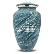 Custom Human Urns - Soft Whisper Collection - Funny Fishing Design - Distressed Finish - 200 Cubic Inch