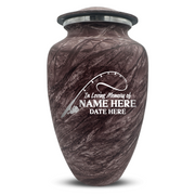 Custom Human Urns - Soft Whisper Collection - Funny Fishing Design - Distressed Finish - 200 Cubic Inch