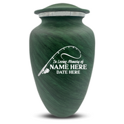 Custom Human Urns - Soft Whisper Collection - Funny Fishing Design - Distressed Finish - 200 Cubic Inch