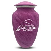 Custom Human Urns - Soft Whisper Collection - Funny Fishing Design - Distressed Finish - 200 Cubic Inch