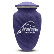 Custom Human Urns - Soft Whisper Collection - Funny Fishing Design - Distressed Finish - 200 Cubic Inch