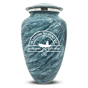Custom Human Urns - Soft Whisper Collection - Funny Fishing Design - Distressed Finish - 200 Cubic Inch
