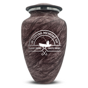 Custom Human Urns - Soft Whisper Collection - Funny Fishing Design - Distressed Finish - 200 Cubic Inch
