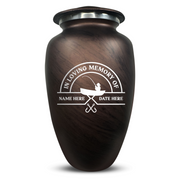 Custom Human Urns - Soft Whisper Collection - Funny Fishing Design - Distressed Finish - 200 Cubic Inch