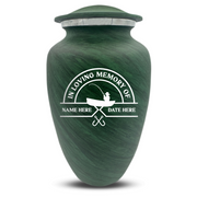 Custom Human Urns - Soft Whisper Collection - Funny Fishing Design - Distressed Finish - 200 Cubic Inch