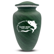 Custom Human Urns - Soft Whisper Collection - Funny Fishing Design - Distressed Finish - 200 Cubic Inch
