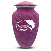 Custom Human Urns - Soft Whisper Collection - Funny Fishing Design - Distressed Finish - 200 Cubic Inch