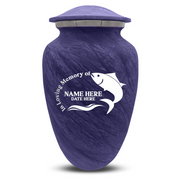 Custom Human Urns - Soft Whisper Collection - Funny Fishing Design - Distressed Finish - 200 Cubic Inch
