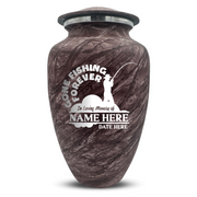 Custom Human Urns - Soft Whisper Collection - Funny Fishing Design - Distressed Finish - 200 Cubic Inch