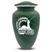 Custom Human Urns - Soft Whisper Collection - Funny Fishing Design - Distressed Finish - 200 Cubic Inch