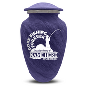 Custom Human Urns - Soft Whisper Collection - Funny Fishing Design - Distressed Finish - 200 Cubic Inch